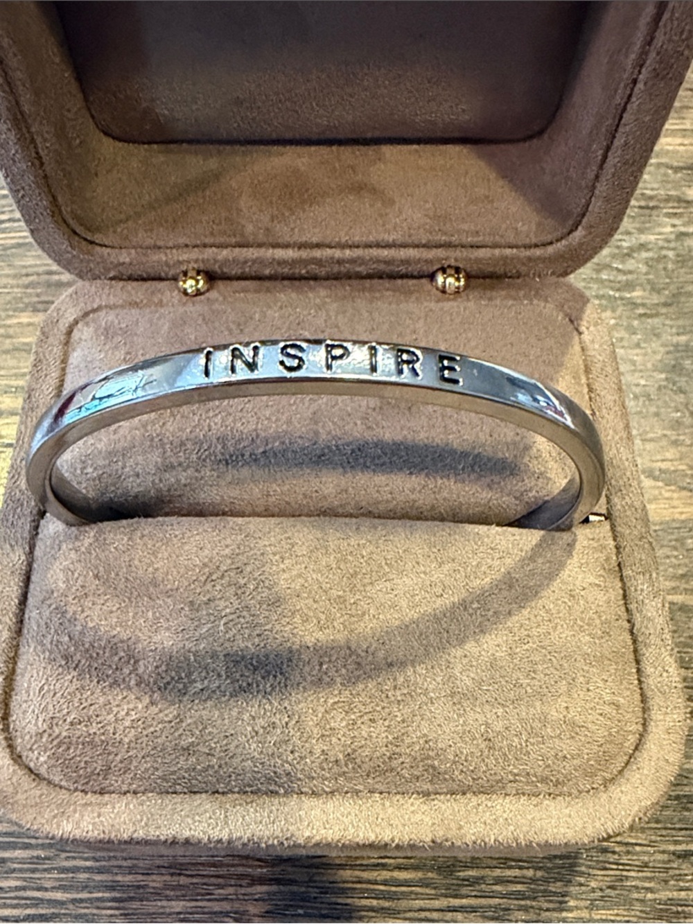 Silver 'Inspire' Engraved Cuff Bracelet